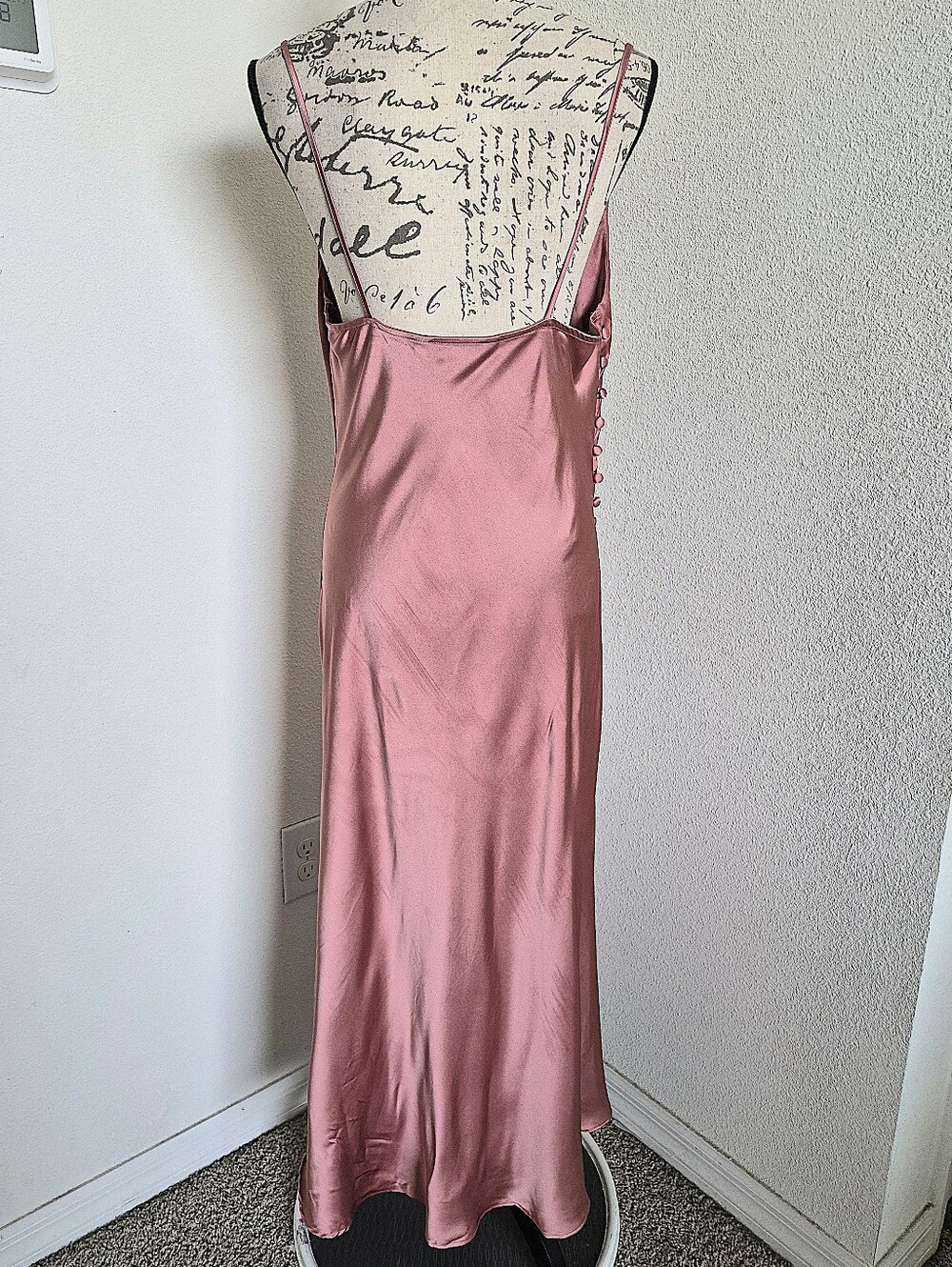 Zara Pink Satin Slip Midi Dress L Cowl Neck Button Slit Cocktail Wedding Guest - Picture 12 of 15